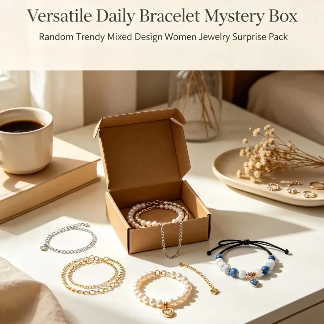 Versatile Daily Bracelet Mystery Box, Random Trendy Mixed Design Women Jewelry Surprise Pack