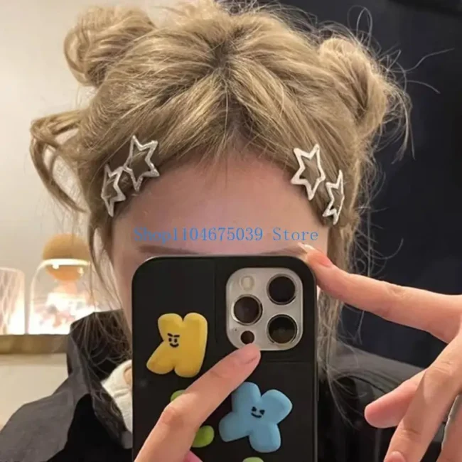 5asd 2x Bling Hair Pins Clip Women Headwear Hair Accessory Star Duckbill Clip