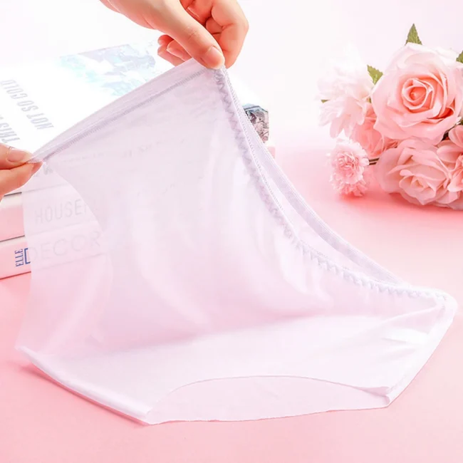 Female Briefs Women Panties Solid Color Underwear Breathable Knickers Lingerie Quick-drying Seamless See Through