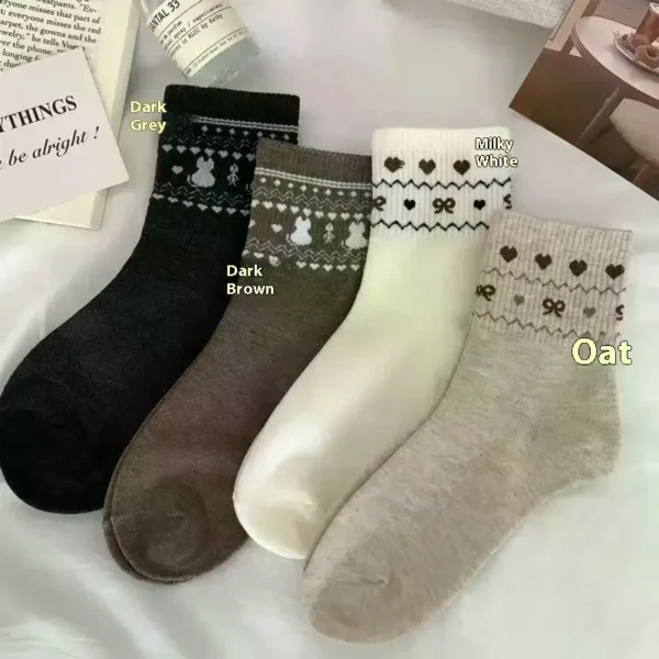 Kawaii Cartoon Cat Socks Winter Women Girls Warm High Quality Fashion Middle Tube Socks Soft Comfortable Cotton Socks